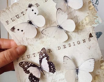 Bridal Butterfly Hair Clips: Handcrafted from silk with crystals, Pick your own styles