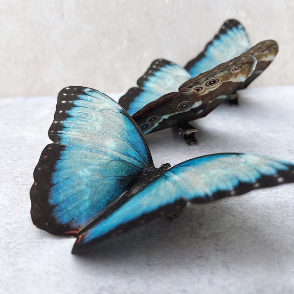 Blue silk butterfly hair clip | statement hair accessory | Nature lover gift