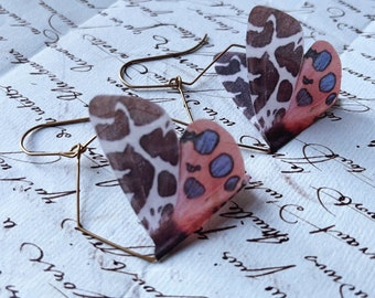 Tiger Moth Earrings | Silk and brass | Nature inspired gift | Pretty gift under 20