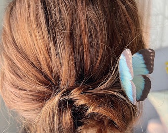 Blue butterfly hair pin | Silk and Crystal | Something Blue | Wedding accessory