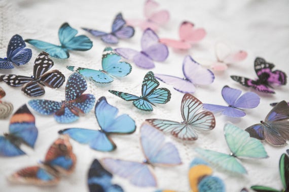 Silk Butterfly hair clip with Crystals. Wedding accessory.