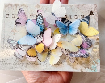 Tiny Silk Butterflies for crafting - Pastel Colours, 3cm wingspans. Set of 20.