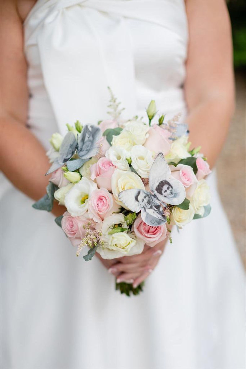 Personalised Silk Butterfly for wedding bouquet with crystals 