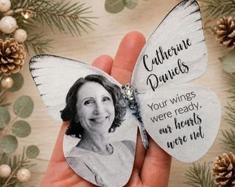Personalised Photo Butterfly Keepsake: Silk and Crystal Meaningful Christmas Gift.