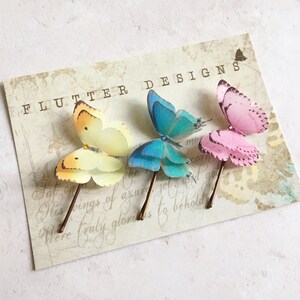 Pastel silk Butterfly hair pin with Swarovski Crystals