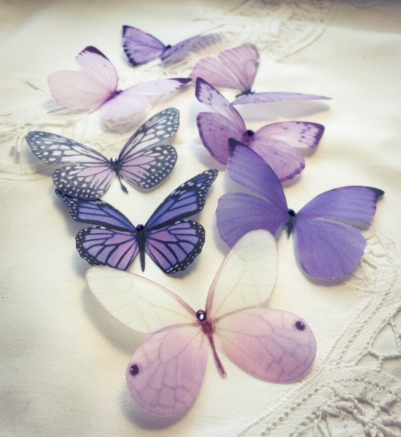 Purple silk butterfly embellishments with Swarovski Crystals Etsy