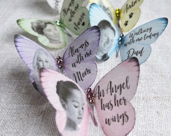 Personalised Butterfly keepsake: Silk and Crystal, Soft pastel colours, small size.