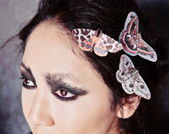 Pinzas para el pelo de polilla, seda y cristal: accesorios espeluznantes para Halloween