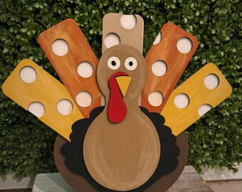 Handgeschilderde kalkoenplankoppas - herfst en Thanksgiving decor