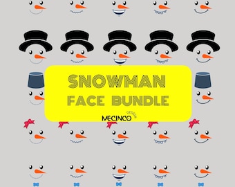 Snowman Face SVG Bundle: Christmas Cricut Cut File (Digital Download)