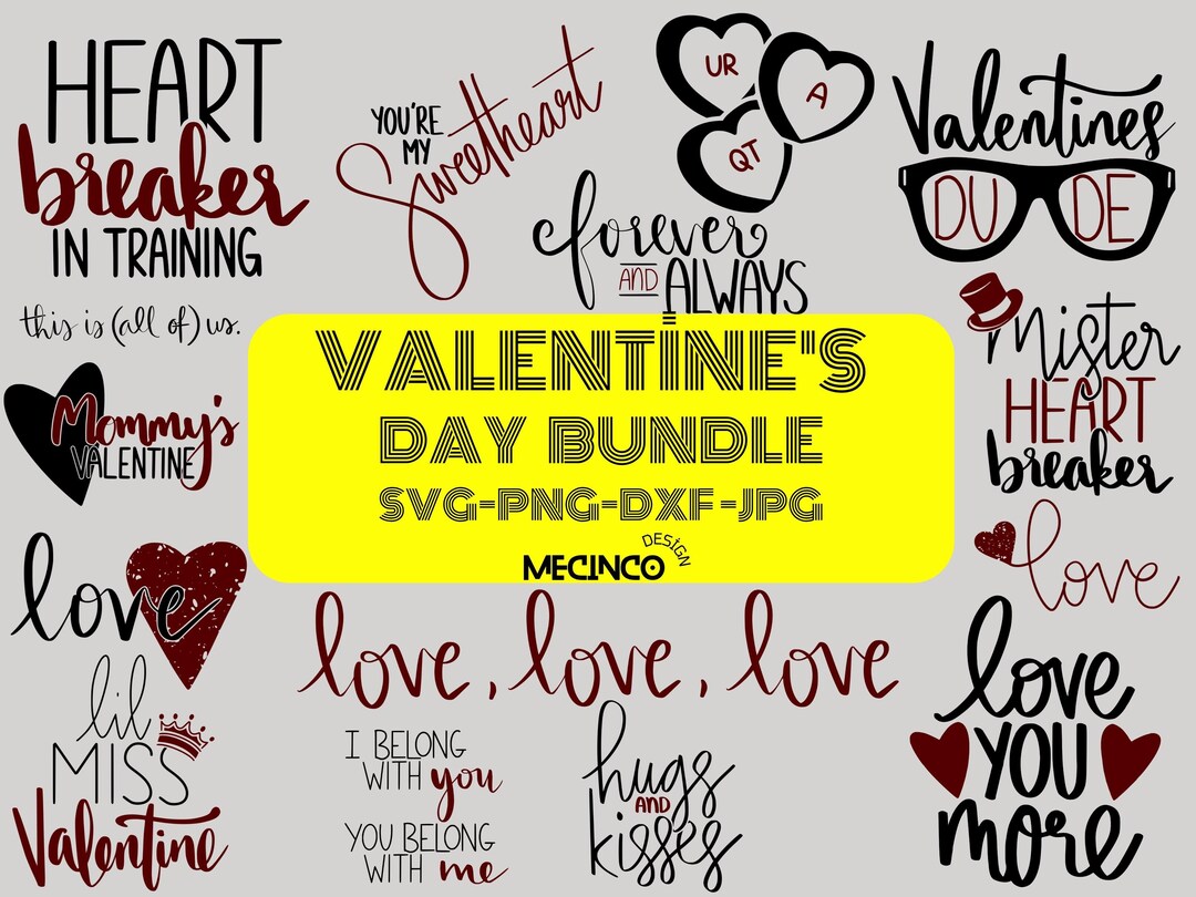 Valentine's Day Bundle Svg Png Dxf Jpeg | Love Clipart | Instant ...