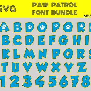 Paw Patrol Font Bundle Svg | Kids Alphabet Letters | Digital Download