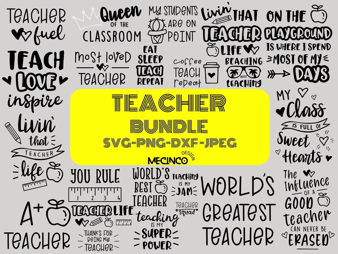 Teacher Bundle Svg Png Dxf Jpeg | Back to School Clipart - Etsy