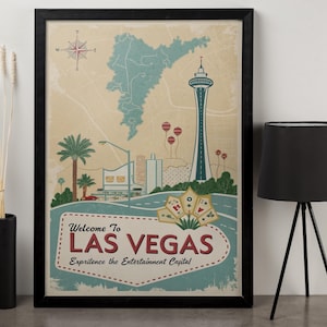 Vintage canvasafdruk Las Vegas
