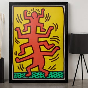 Keith Haring-Inspired Pop Art Canvas | Framed Wall Decor
