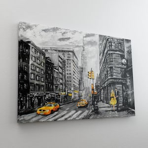 New York City Wall Art - Yellow Taxi Canvas - Urban Street Decor