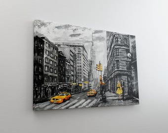 New York City Wall Art - Yellow Taxi Canvas - Urban Street Decor