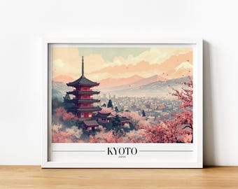 東寺の桜の版画、京都の五重塔の壁画 - Etsy 日本