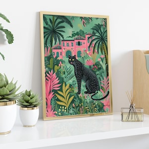 Black Panther Framed Poster – Tropical Jungle Wall Art Decor