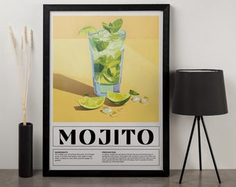 Impresión de cóctel mojito - Arte mural moderno para barra de cocina