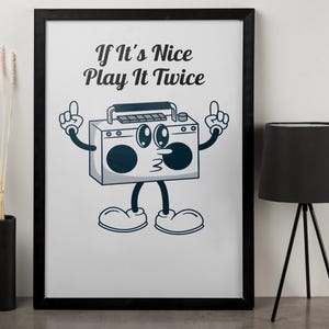 Stampa su tela di Boombox retrò, divertente arte murale musicale, poster in stile cartone animato