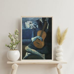 Pablo Picasso &#39;Der alte Gitarrist&#39; Leinwand Wandkunst, Picasso gerahmte Kunst, Pablo Picasso Leinwand Dekoratives Geschenk