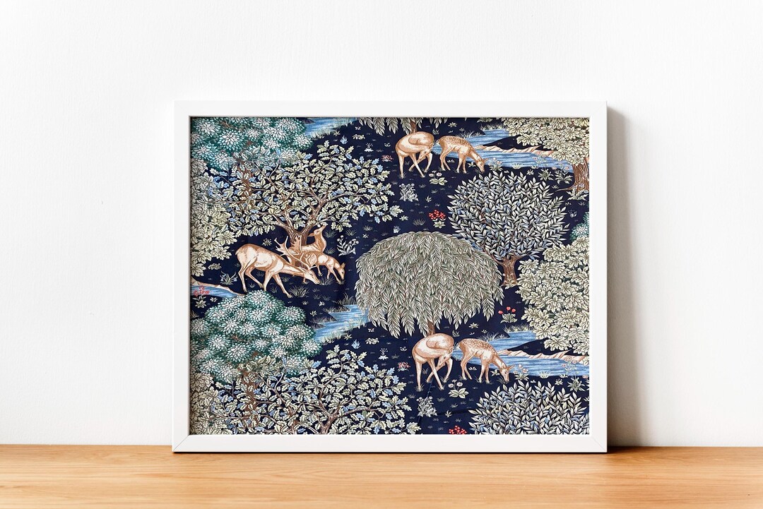 Vintage Forest Canvas Print: Deer & Trees Rustic Wall Art - Etsy