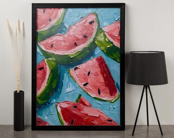 Watermelon Wall Art - Colorful Fruit Canvas Print for Kitchen or Summer Decor
