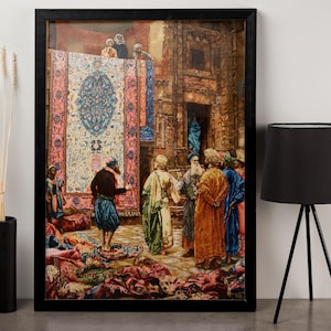 Oriental Market Scene Canvas | Vintage Bazaar Artwork | Classic Middle Eastern Print