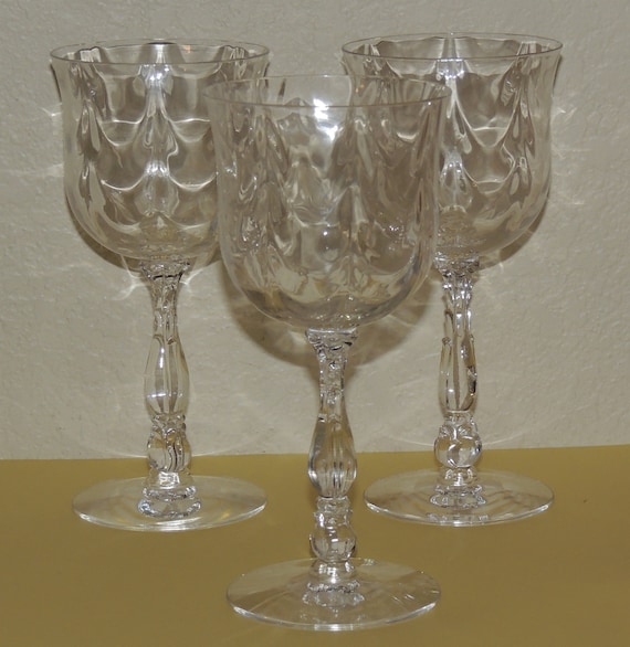 3 Fostoria Cellini Loop Optic Wine Glasses Etsy