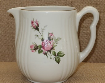 1950s Hall China "Primrose" Small Pitcher with Pink Roses