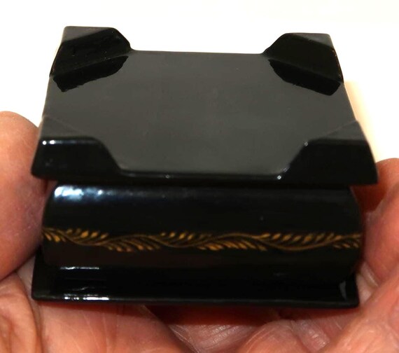 Vtg Signed Tiny Painted Lacquer Hinged Trinket Bo… - image 9