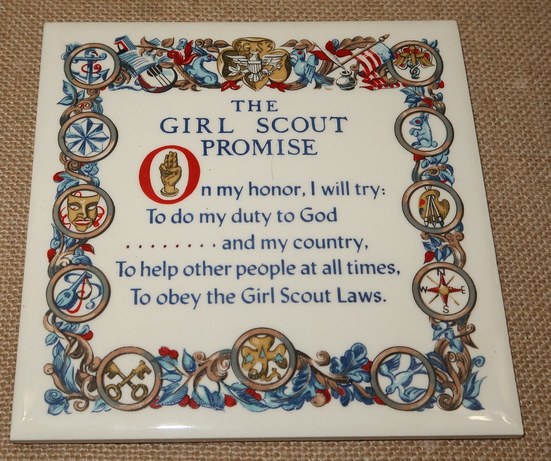 Vintage Girl Scout Pledge Tile or Trivet in the Original Box - Etsy
