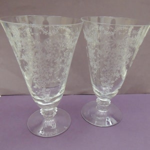 2 Pink Fostoria Fairfax 12oz Footed Tumblers 2 Pink Fostoria Fairfax 12oz Footed Tumblers