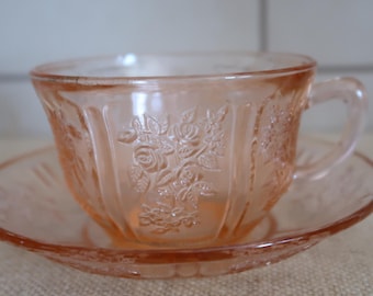 One Pink Sharon or Cabbage Rose Cup and Saucer