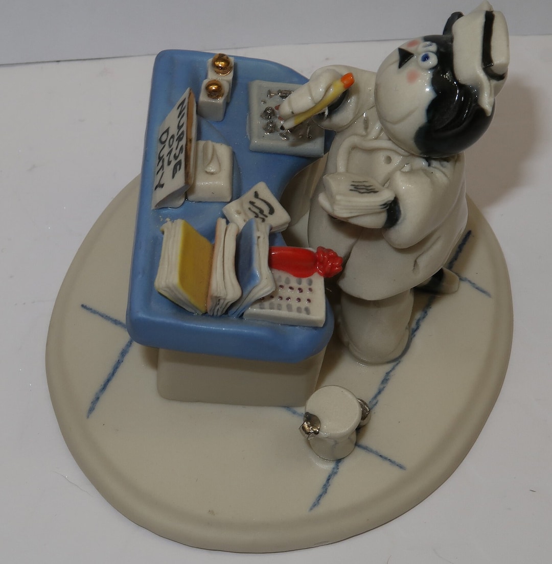 Vintage Nurse DOG nurse on Duty Figurine Dated 1995 Etsy