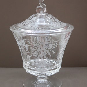 Vintage Fostoria &quot;Heather&quot; Footed Candy Jar with Lid