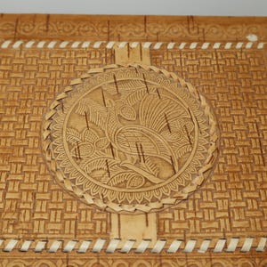 Vintage Ornate Birch Bark Box Signed and Dated 2001