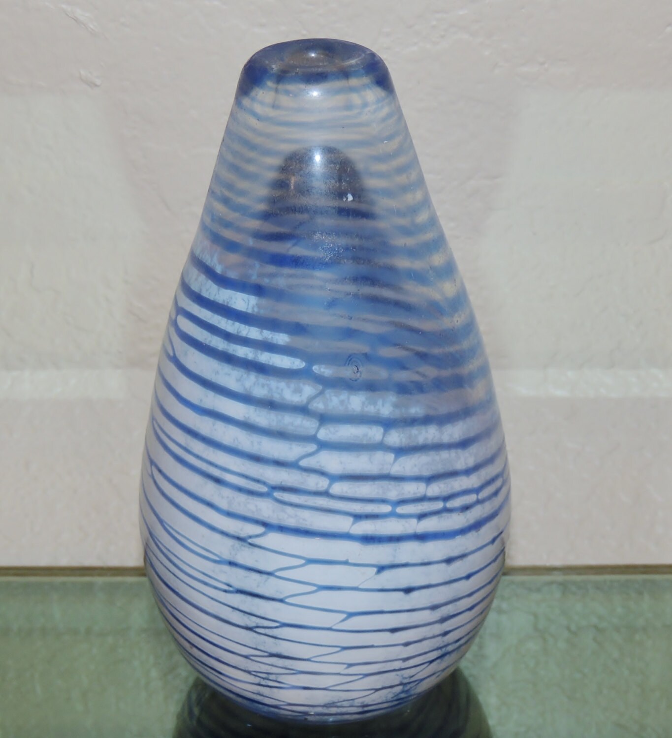Antique Awaji Studio Pottery Organic Art Nouveau Blue Iris