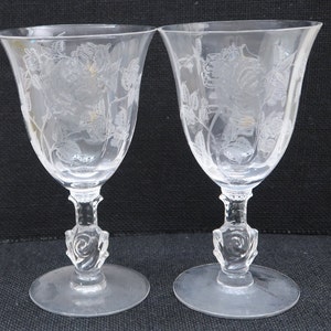 2 Heisey &quot;Rose&quot; Pattern 6 1/2 inch Water Goblets