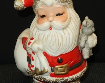 Vtg Santa Claus Piggy Bank, Ceramic with Bottom Stopper