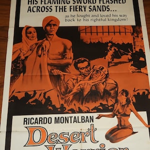 1961 Original Movie Poster, &quot;Deset Warrior&quot; Staring Ricardo Montalban