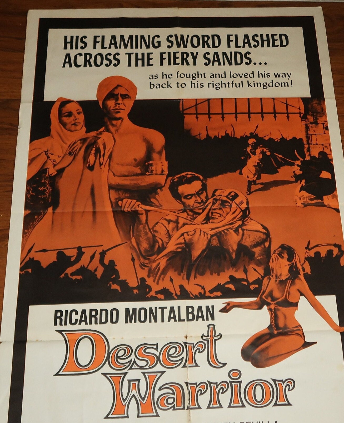1961 Original Movie Poster, "Deset Warrior" Staring Ricardo Montalban