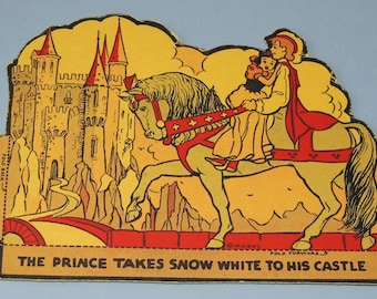 1930s Walt Disney Enterprises Snow White and Prince Charming cardboard stand up