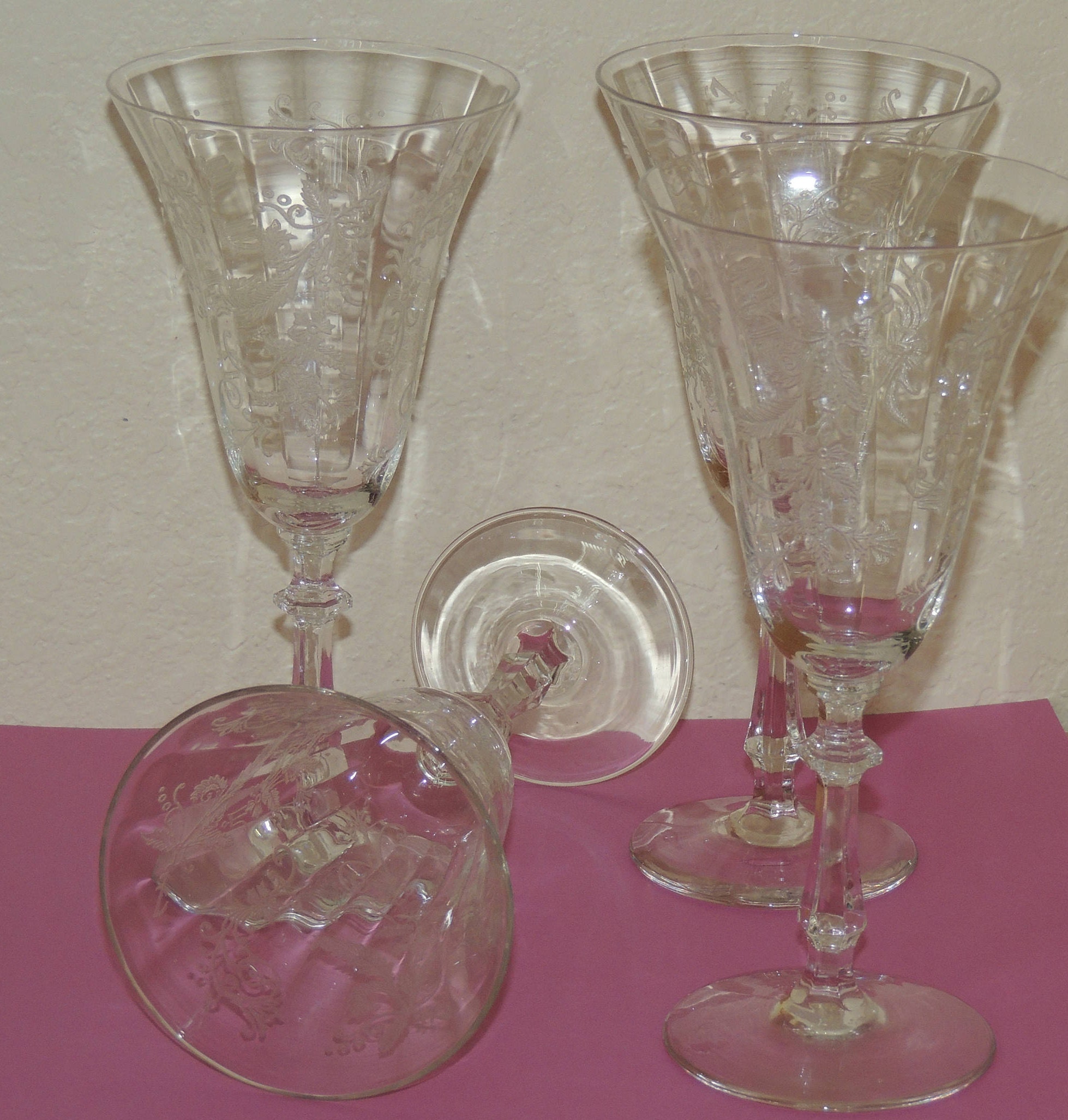 2 HEISEY Waverly 12oz Water Goblets 1940 to 1957