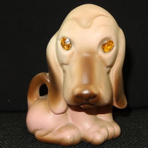 Vtg ROSELANE Pottery Hound Dog Sparkler Figurine