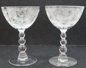 2 Duncan and Miller FIRST LOVE,  4 3/8 Cocktail Glasses