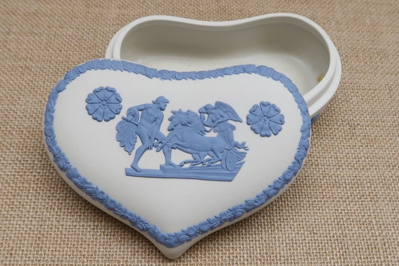 Download Wedgwood White and Blue Reverse Color Heart Trinket Box | Etsy