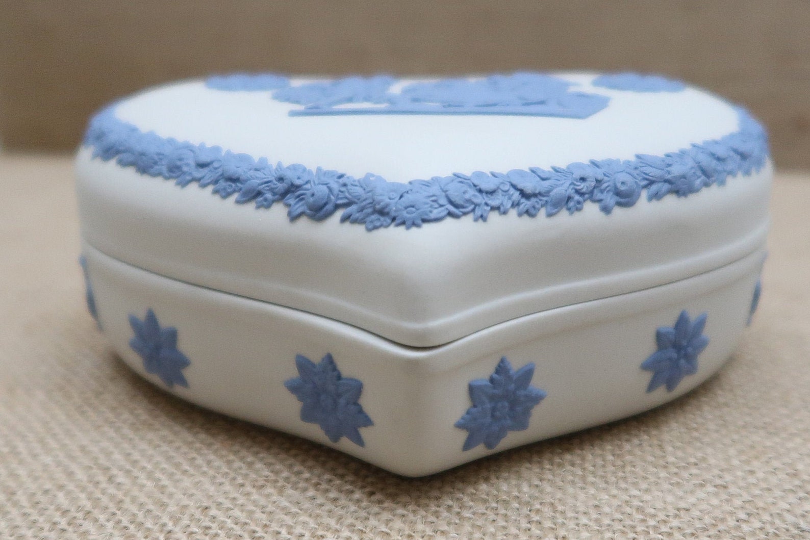 Download Wedgwood White and Blue Reverse Color Heart Trinket Box | Etsy