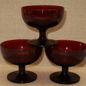 3 Vintage Royal Ruby Sherbets by Anchor Hocking